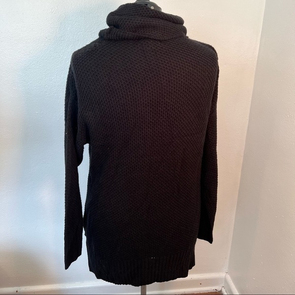 Sanctuary Waffle Knit Cowl Neck Black Sweater - Picture 8 of 11